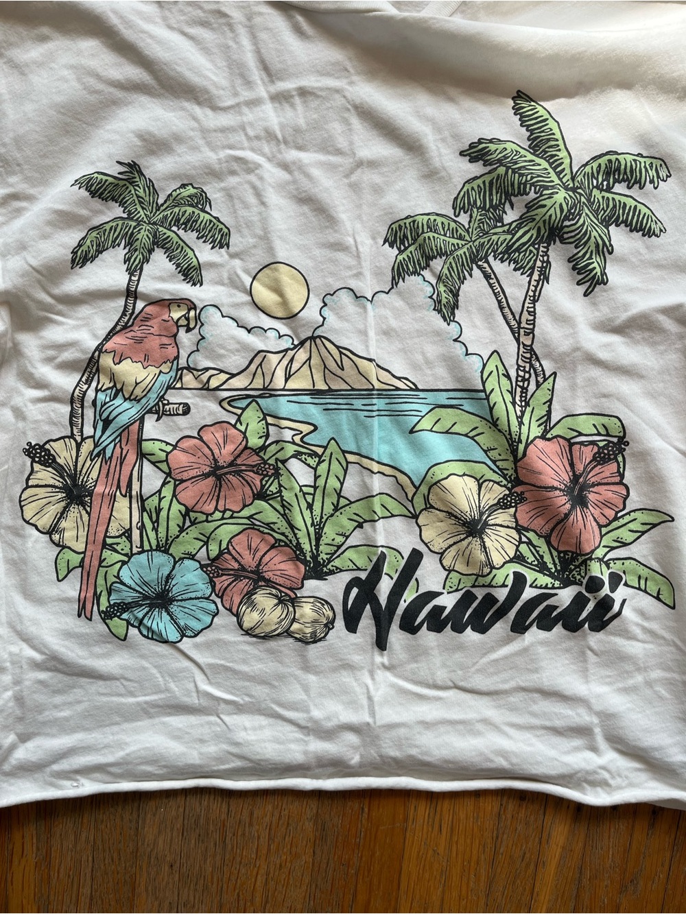 Free People Brand Off-White Tropical Graphic Tee - Hawaiian Design - Picture 5 of 8